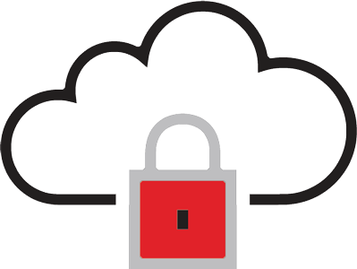 Cloud Server Security Icon - Cloud with Lock Symbolizing Secure Cloud-Based Infrastructure