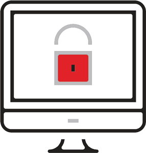 Managed Workstation Security Icon - Laptop with Shield Indicating Secure Workstation Management