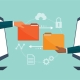 Business team working remotely using secure file sharing tools to exchange data online