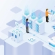 Illustration of a data center network representing IT infrastructure and virtualization changes