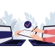 Business professionals signing contracts digitally using electronic signature technology