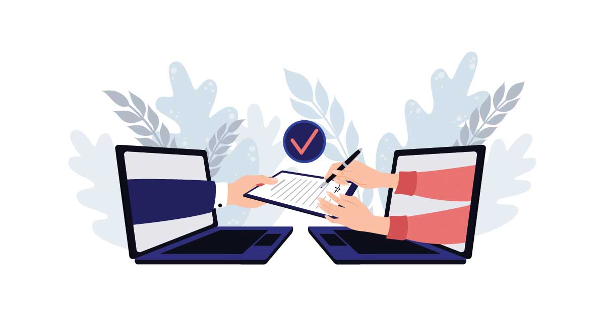 Business professionals signing contracts digitally using electronic signature technology