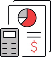 Icon showing a calendar with a dollar sign and checklist, symbolizing budget planning and grant preparation
