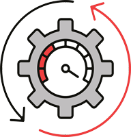 Recycling arrows around a gear icon symbolizing IT cost optimization and waste reduction