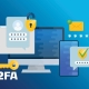 Two-factor authentication security illustration showing login confirmation with password code, smartphone, and shield icons on a blue background.