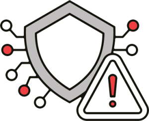 Icon showing a shield with an alert symbol representing common security misconfigurations and monitoring gaps found during assessments