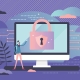 Conceptual image showing evaluation of IT security partners for a business